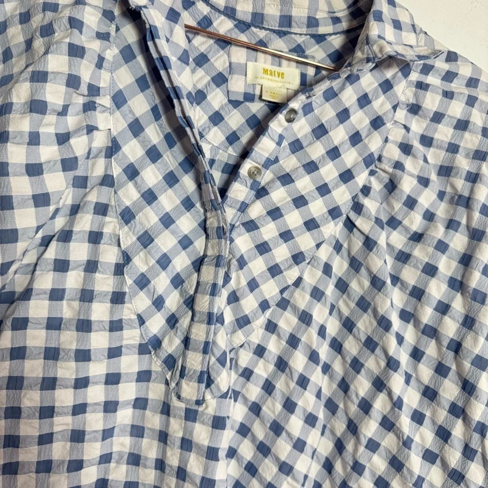 Anthropologie Blue and White Gingham Mini Dress - Picture 4 of 10